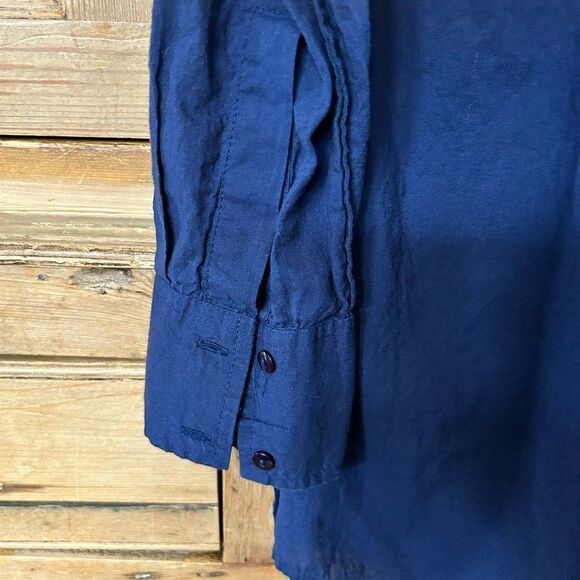 Southern Frock XS Navy Blue Long Sleeve Half Button Blouse‎ Lightweight Tunic - Picture 8 of 9